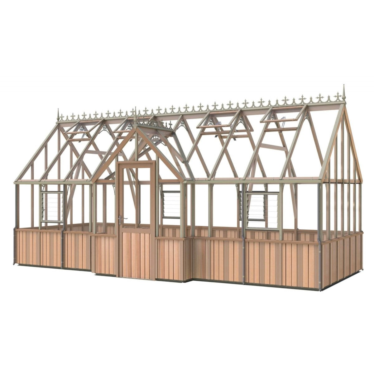 Alton | Cambridge Porch Victorian Half Board Cedar Orangery Greenhouse With 3mm Tempered Glass Glazing - 9 ft. 10 in. Wide