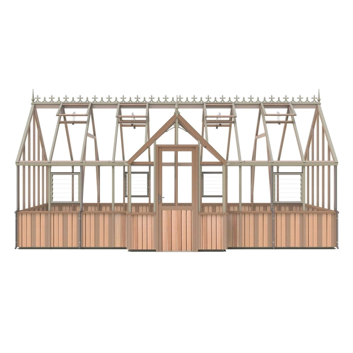 Alton | Cambridge Porch Victorian Half Board Cedar Orangery Greenhouse With 3mm Tempered Glass Glazing - 9 ft. 10 in. Wide