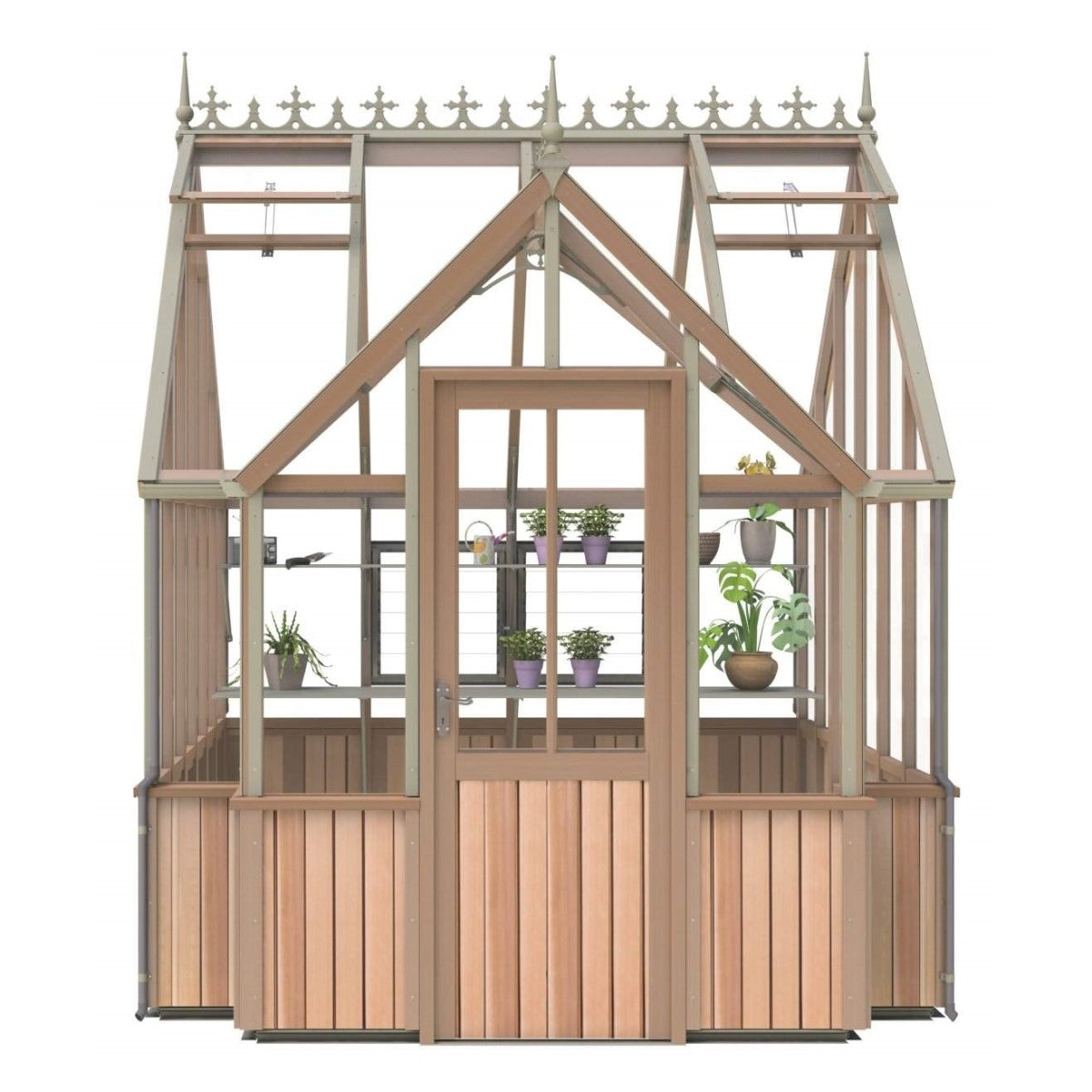 Alton | Cambridge Porch Victorian Half Board Cedar Orangery Greenhouse With 3mm Tempered Glass Glazing - 9 ft. 10 in. Wide