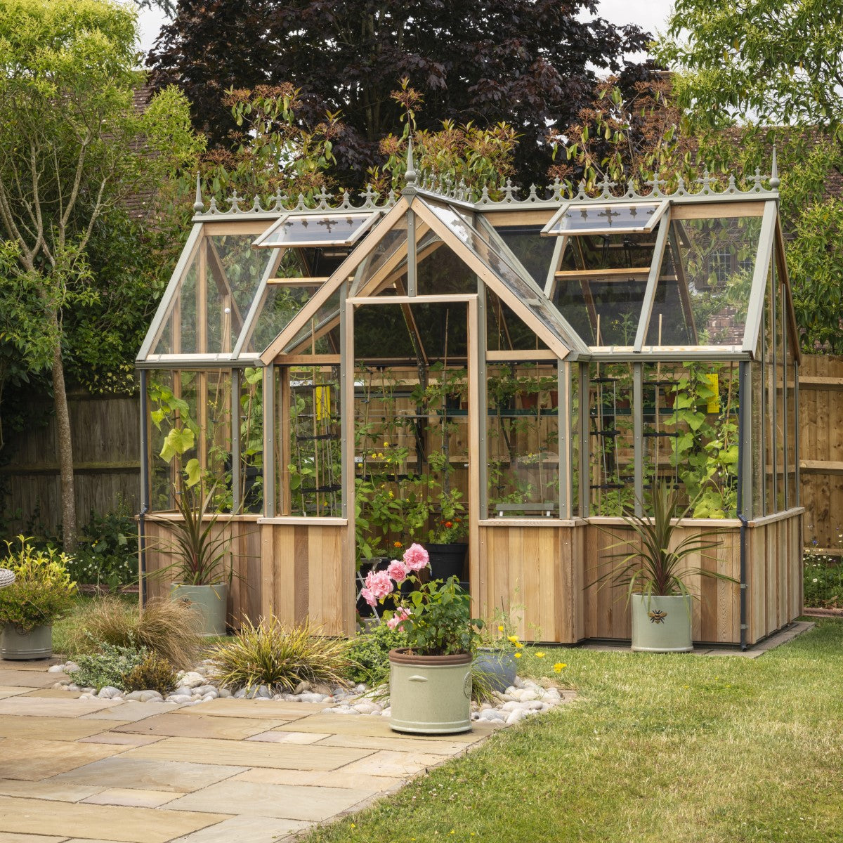 Alton | Durham Victorian Half Board Cedar Orangery With 3mm Tempered Glass Glazing - 7 ft. 4 in. Wide