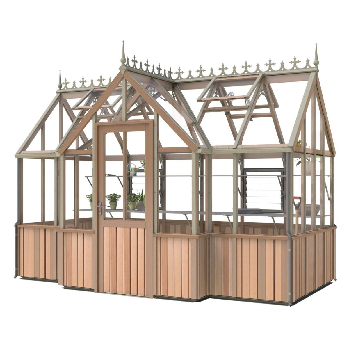 Alton | Durham Victorian Half Board Cedar Orangery With 3mm Tempered Glass Glazing - 7 ft. 4 in. Wide