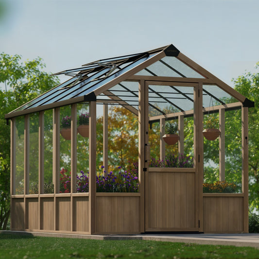 Palram - Canopia | Natura 8 ft Series - Cedar Wood Greenhouse Kit