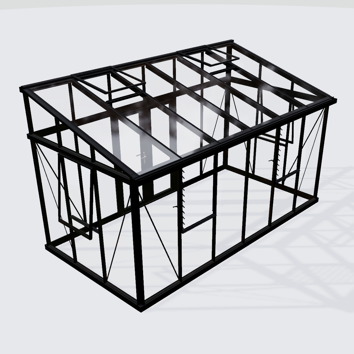 Janssens | Modern Pent Roof Glass Greenhouse Kit With 4mm Tempered Glass Glazing - MyGreenhouseStore.com