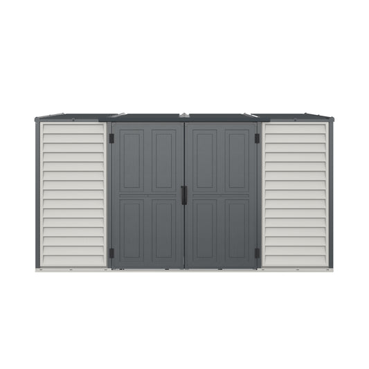 DuraMax | 10x4 ft SideMate Plus Pro Vinyl Plastic Storage Shed with Double Doors and Foundation