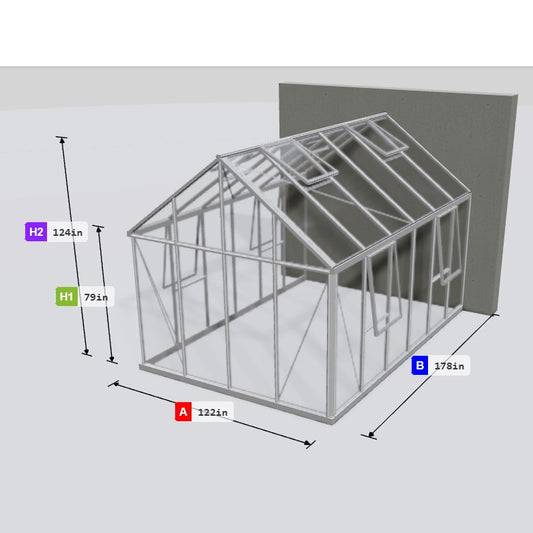 Janssens | 10x15 ft EOS Wall-Mounted Glass Greenhouse/Sunroom Kit With 4mm Tempered Glass