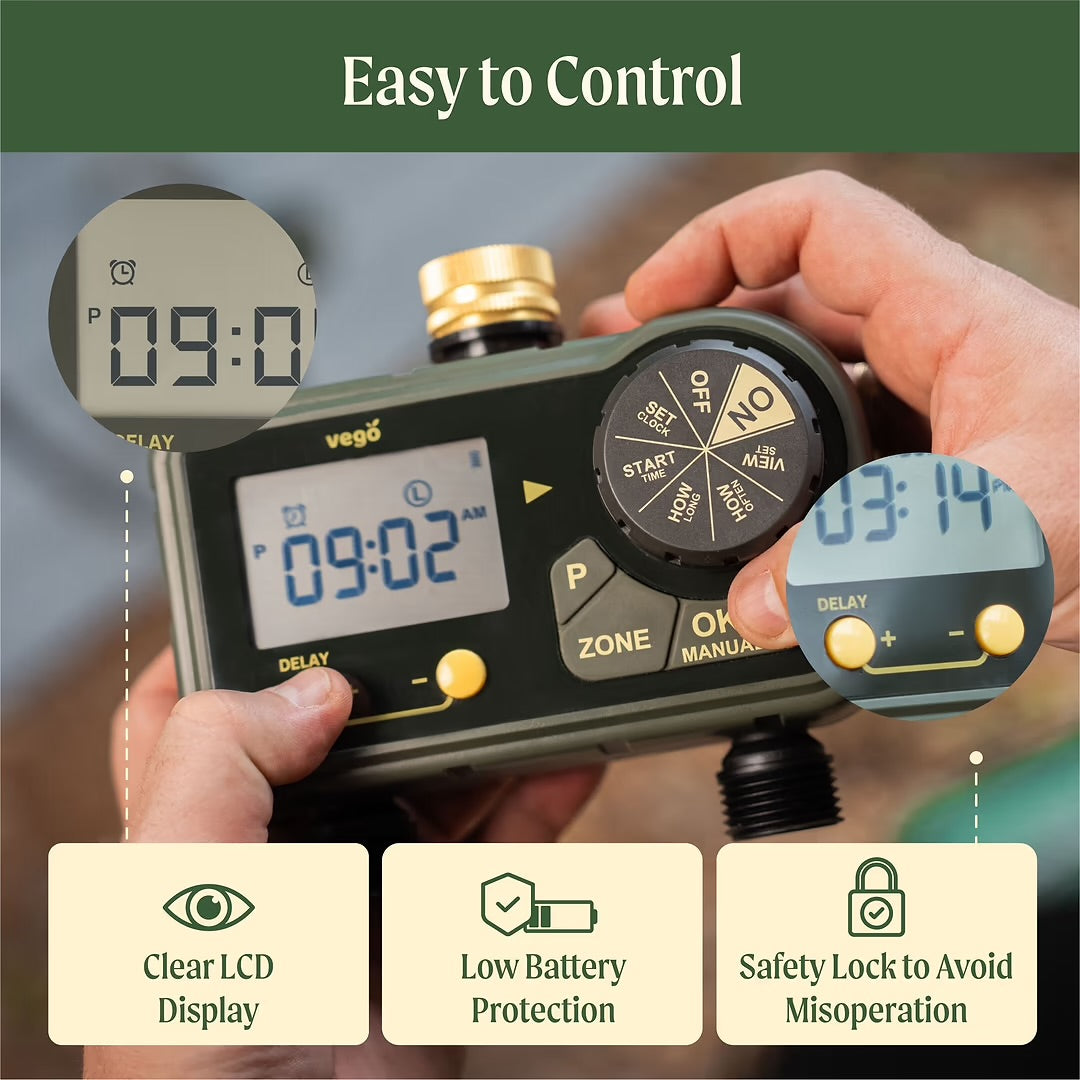 Vego | Digital Water Timer – 1-Zone & 2-Zone Automatic Watering