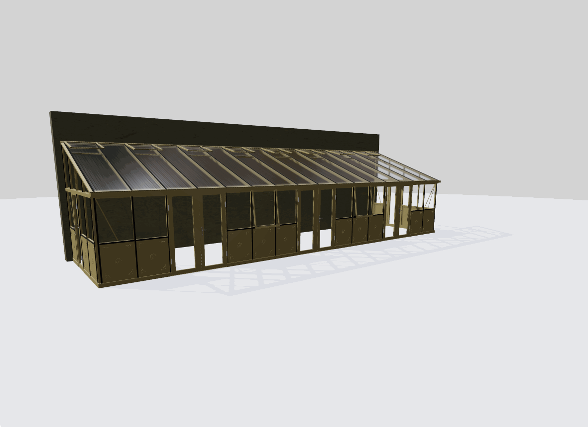 Janssens | Arcadia Lean-To Glass Greenhouse/Sunroom with 4mm Tempered Glass / 10mm Heat Block Glazing (Custom GHV398/JPL688)