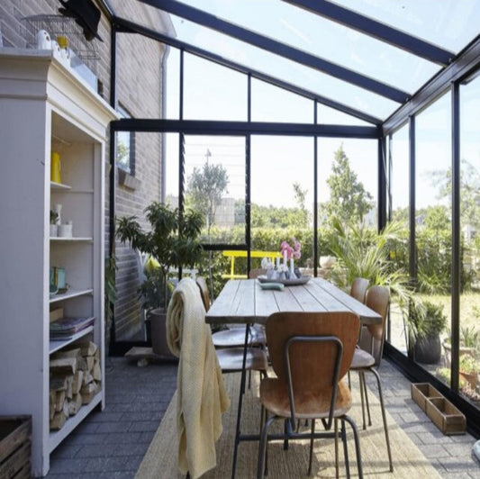 Janssens | Arcadia Lean-To Glass Greenhouse/Sunroom with 4mm Tempered Glass Glazing