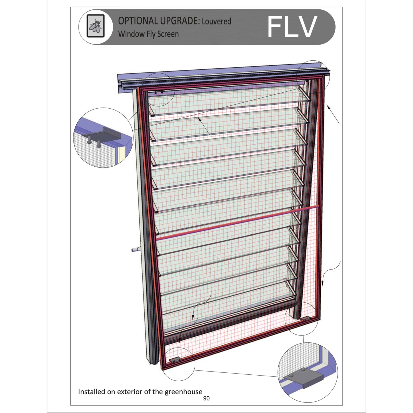 Window Fly Frame Janssens | Louvered Window Fly Screen – MyGreenhouseStore.com
