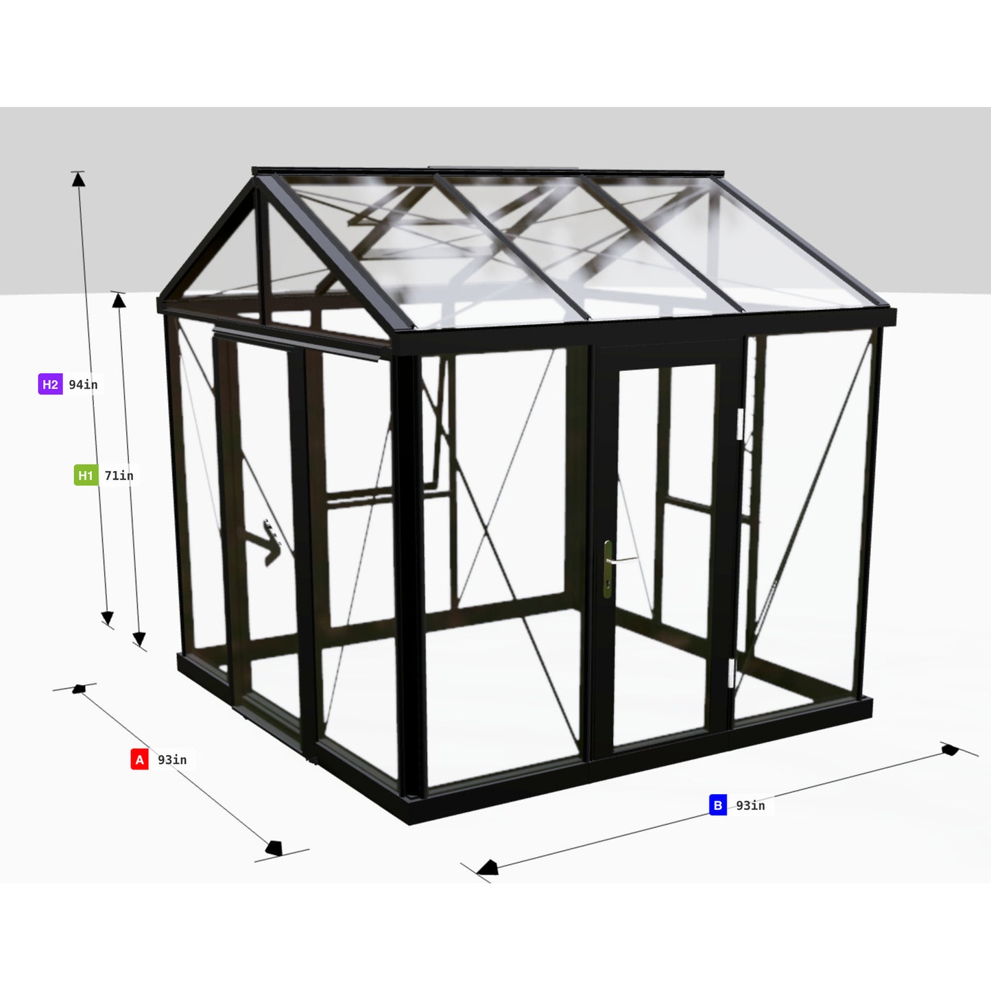 Janssens | 8x8 ft Custom Victorian Glass Greenhouse Kit With 4mm Tempered Glass Glazing