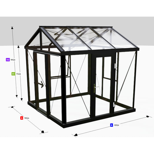 Janssens | 8x8 ft Custom Victorian Glass Greenhouse Kit With 4mm Tempered Glass Glazing