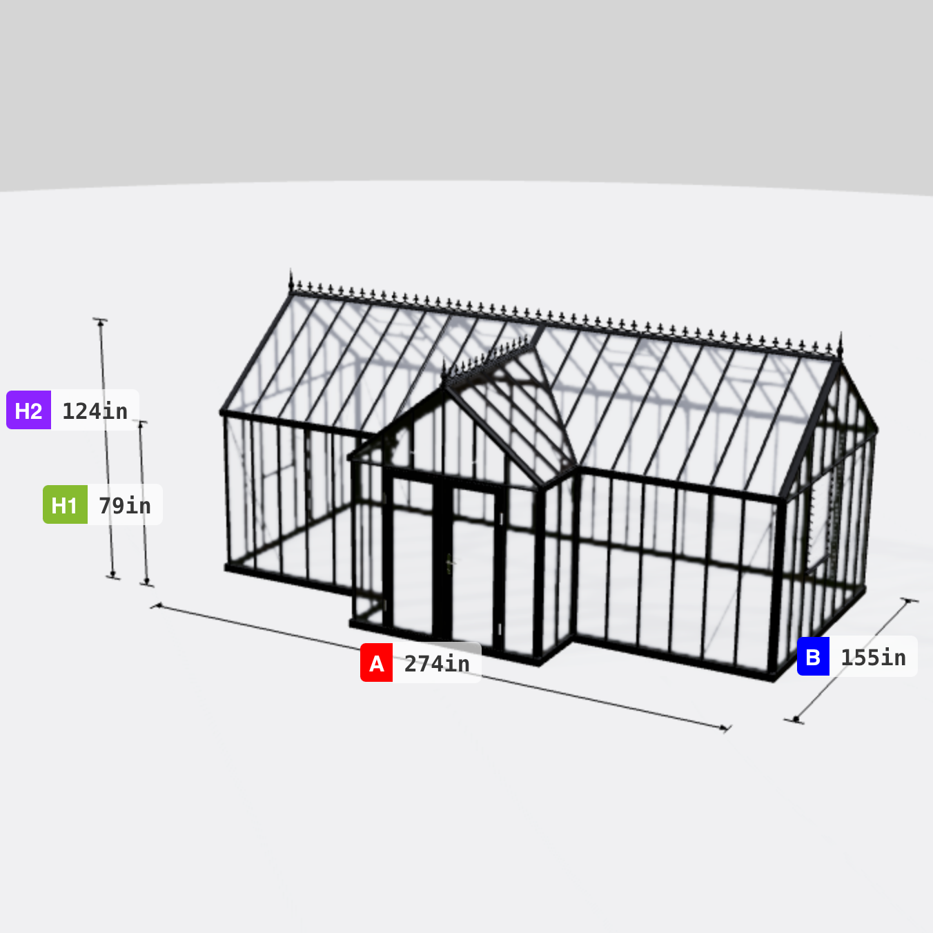 Janssens | 13x23x10 ft Large Royal EOS T Victorian Glass Greenhouse Kit With 4mm Tempered Glass Glazing