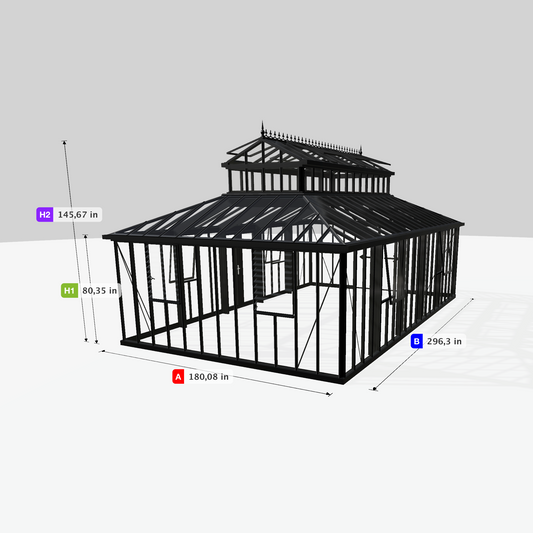 Janssens | Cathedral Victorian Glass Greenhouse Kit with 4mm Tempered Glass Glazing (Custom LUR811/LQW971)