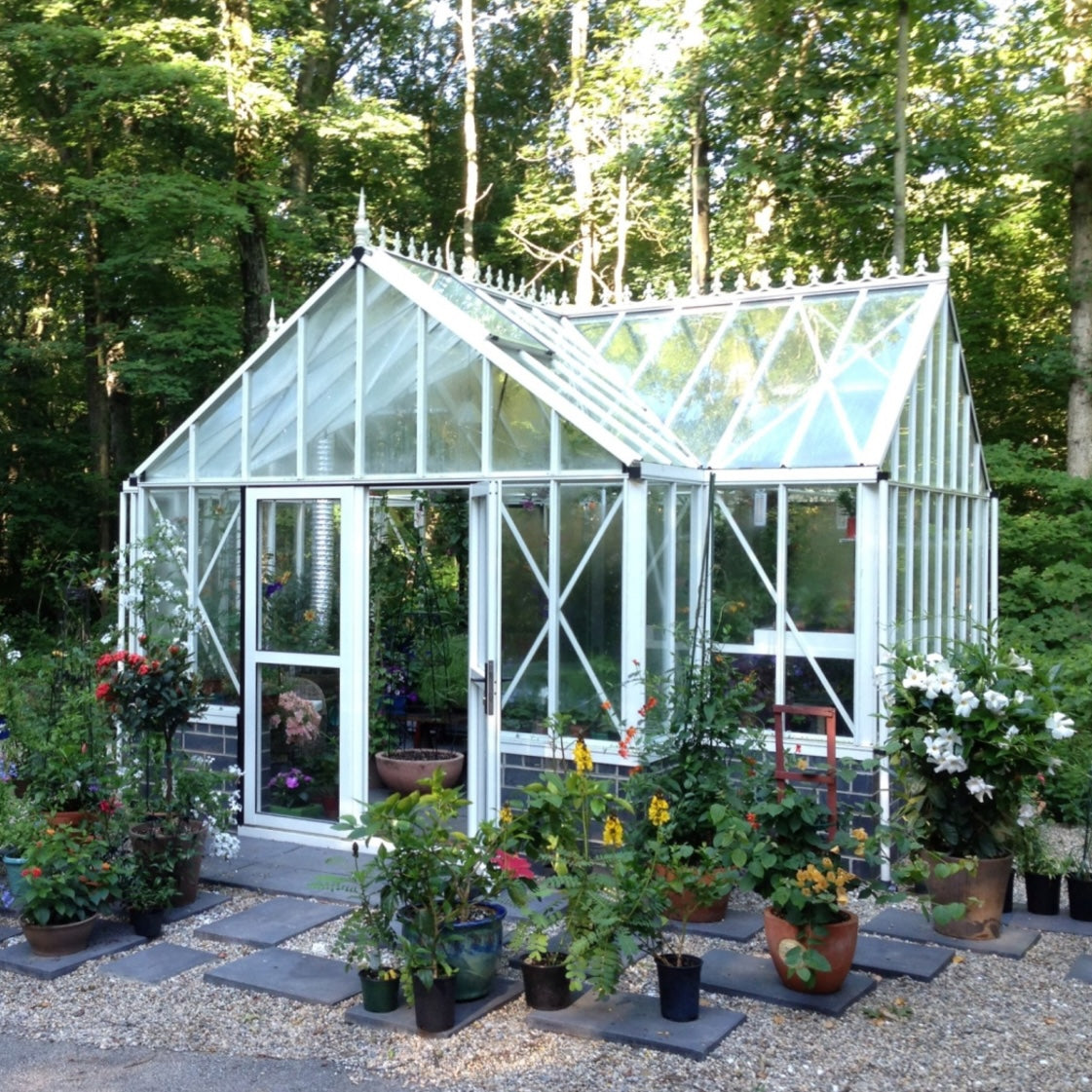 Janssens | 13x16x9 Ft Antique Orangerie Glass Greenhouse Kit With 4mm Tempered Glass Glazing