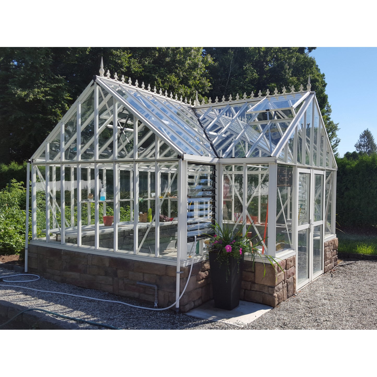 Janssens | 13x16x9 Ft Antique Orangerie Glass Greenhouse Kit With 4mm Tempered Glass Glazing