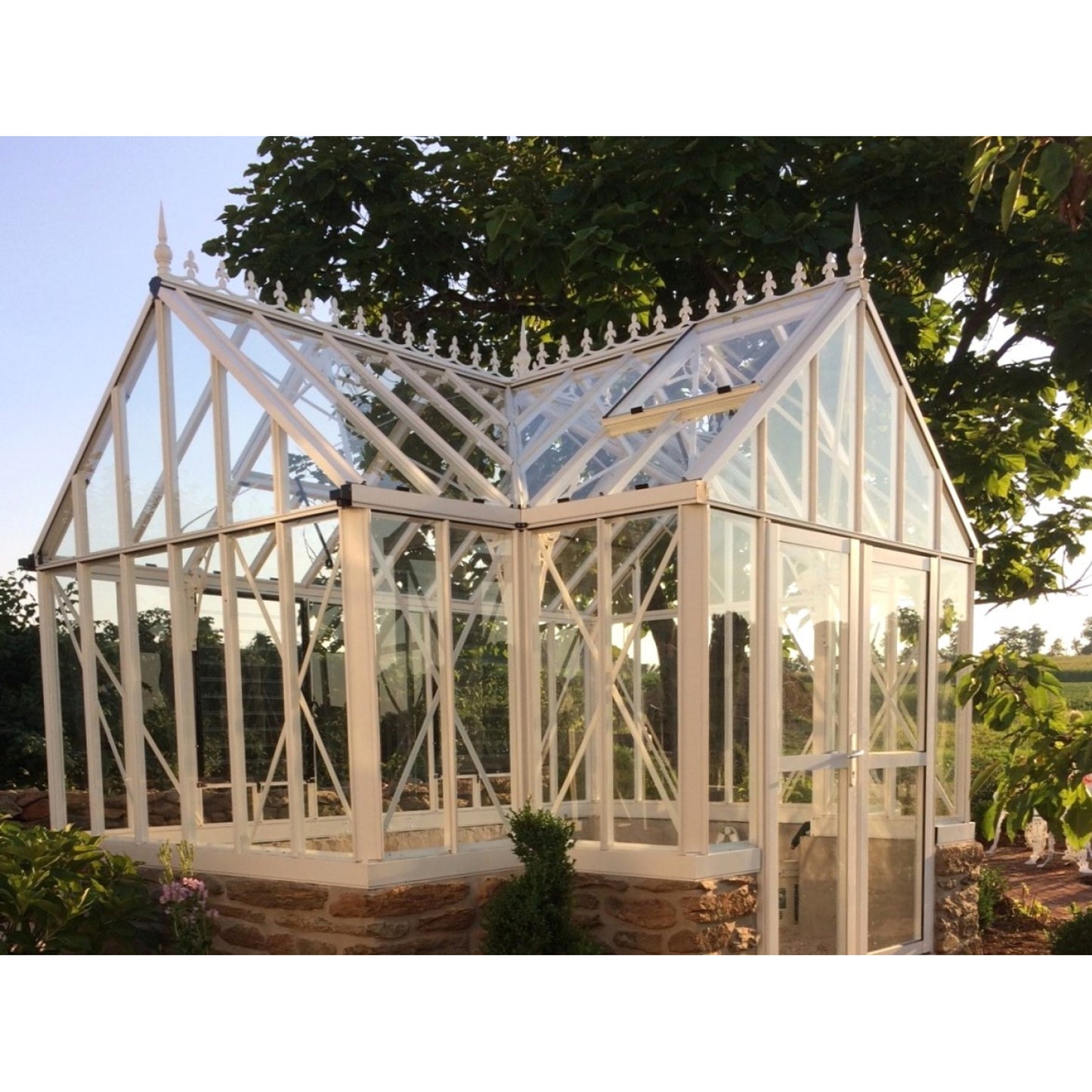 Janssens | 13x16x9 Ft Antique Orangerie Glass Greenhouse Kit With 4mm Tempered Glass Glazing