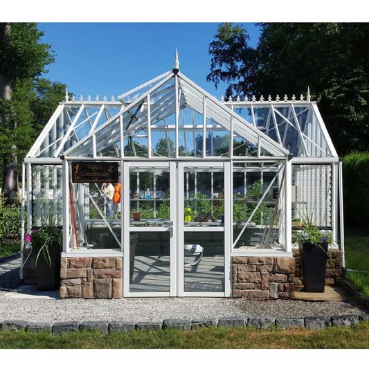 Janssens | 13x16x9 Ft Antique Orangerie Glass Greenhouse Kit With 4mm Tempered Glass Glazing