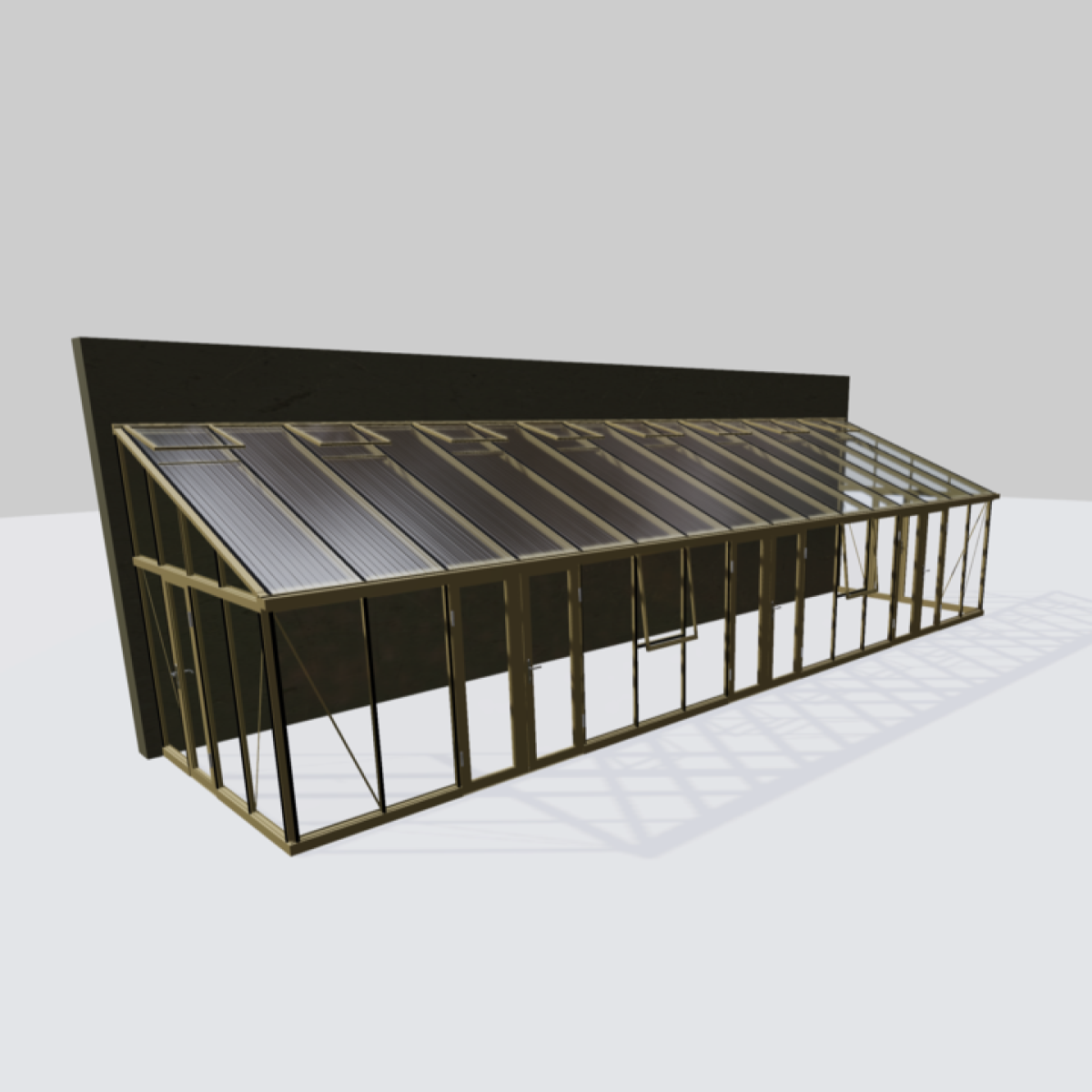 Janssens | Arcadia Lean-To Glass Greenhouse/Sunroom with 4mm Tempered Glass / 10mm Heat Block Glazing (Custom GHV398/JPL688)