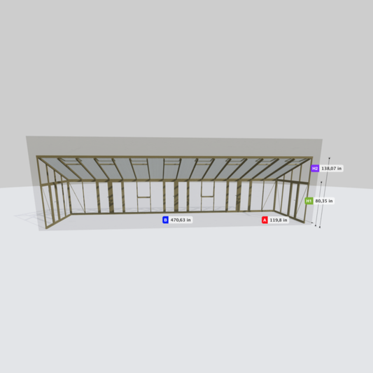 Janssens | Arcadia Lean-To Glass Greenhouse/Sunroom with 4mm Tempered Glass / 10mm Heat Block Glazing (Custom GHV398/JPL688)