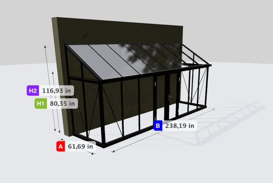Janssens | Arcadia Lean-To Glass Greenhouse/Sunroom with 4mm Tempered Glass Glazing RIX641