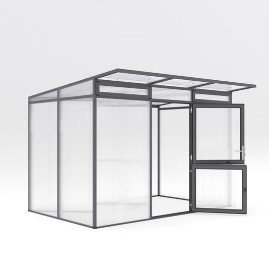 KGT | Santini II Modern Greenhouse 9ft 9in x 6ft 8in - 16mm Triple Wall Polycarbonate Glazing - MyGreenhouseStore.com