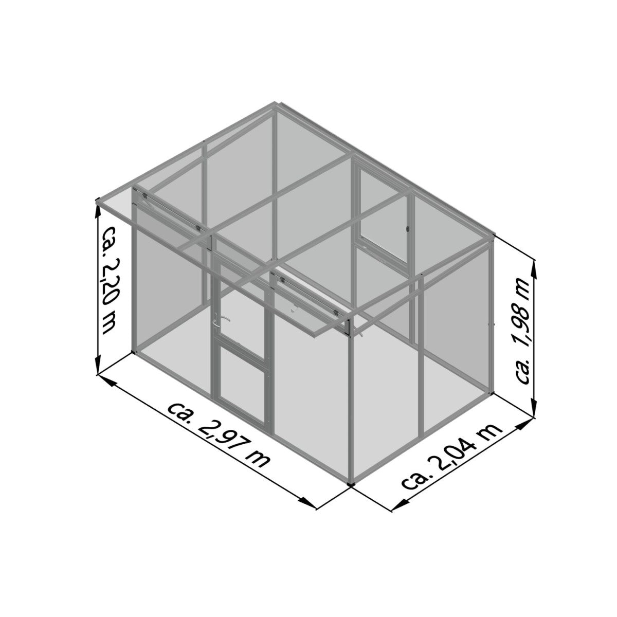 KGT | Santini II Modern Greenhouse 9ft 9in x 6ft 8in - 16mm Triple Wall Polycarbonate Glazing - MyGreenhouseStore.com