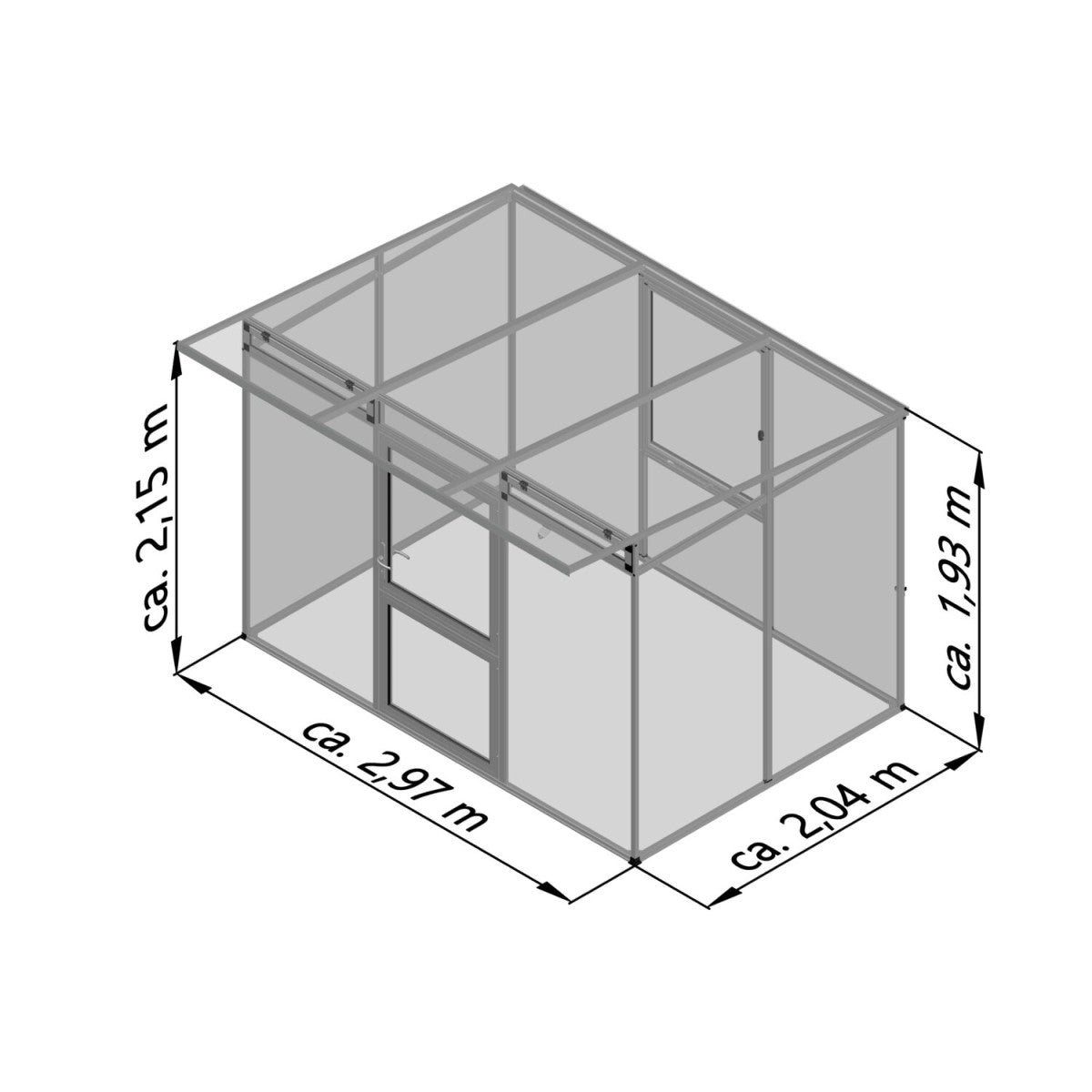 KGT | Linea II Modern Greenhouse 9ft 9in x 6ft 8in x 7ft - 4mm Glass / 10mm Twin-Wall Polycarbonate Glazing - MyGreenhouseStore.com