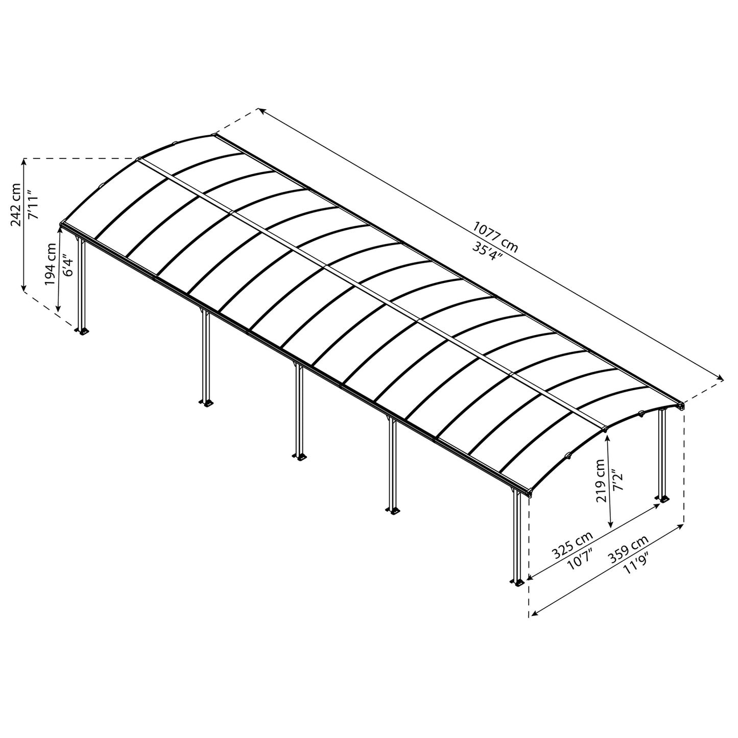 Palram - Canopia | Arcadia 5000 Carport 12x35x8 ft