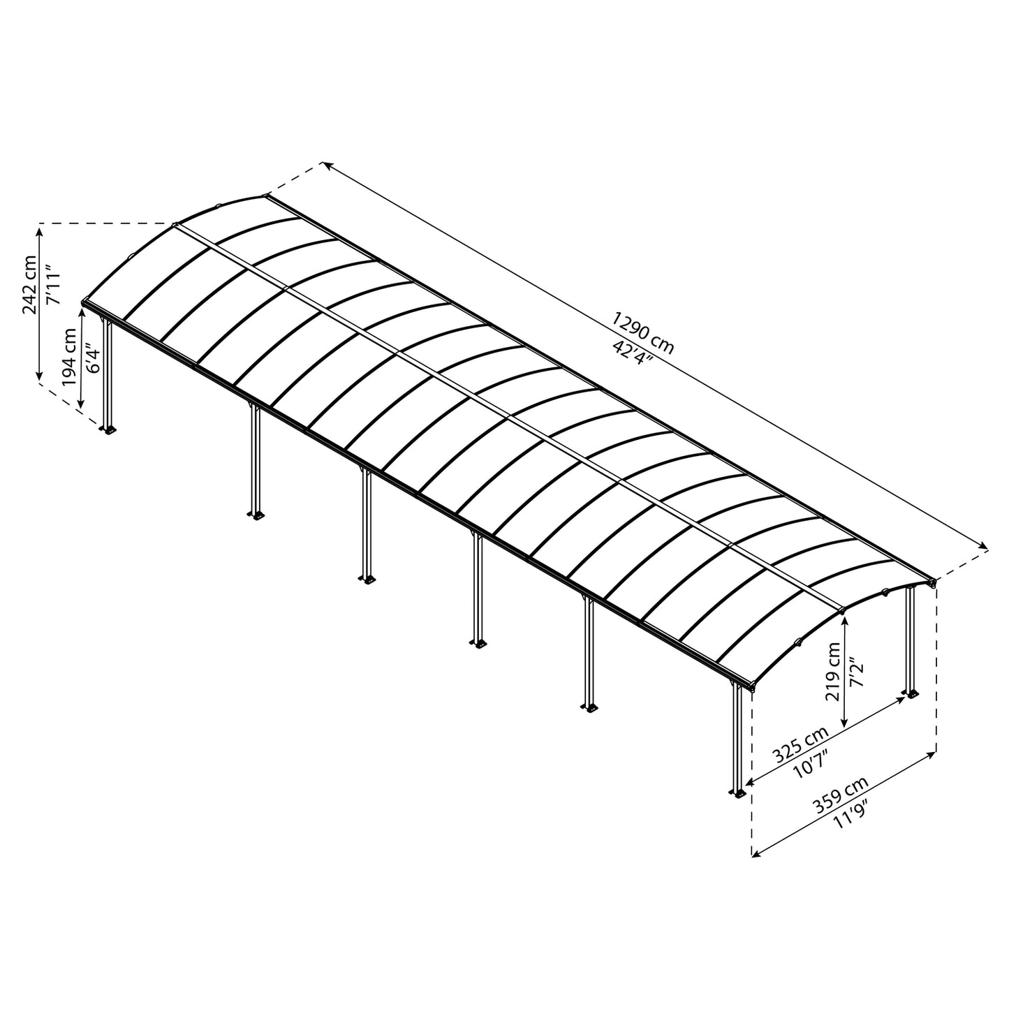 Palram - Canopia | Arcadia 5000 Carport 12x42x8 ft