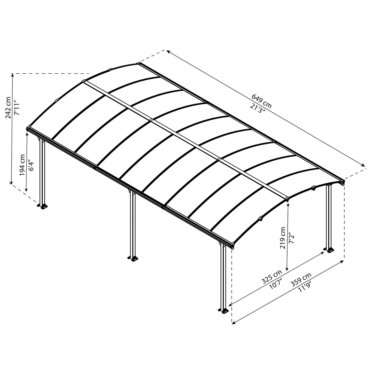 Palram - Canopia | Arcadia 5000 Carport 12x21x8 ft