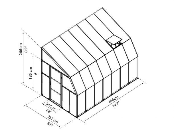 Palram - Canopia | Sun Room Eight Sunroom Enclosure, Lean To Greenhouse Kit