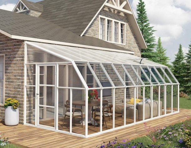 Palram - Canopia | Sun Room Eight Sunroom Enclosure, Lean To Greenhouse Kit