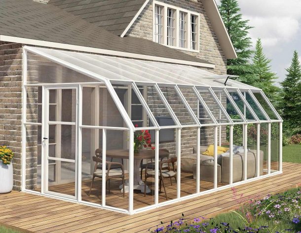 Palram - Canopia | Sun Room Eight Sunroom Enclosure, Lean To Greenhouse Kit