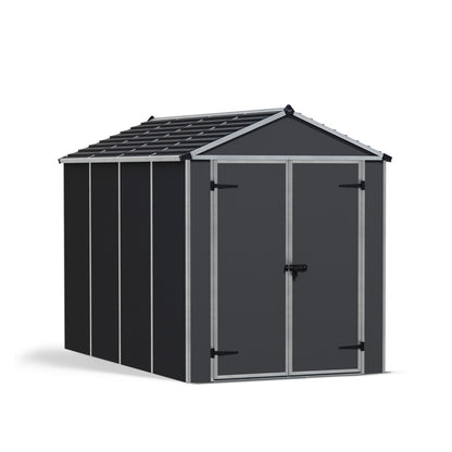 Palram - Canopia | Rubicon 6ft Ultra Durable Outdoor Storage Shed for Garden Dark Grey Series - MyGreenhouseStore.com