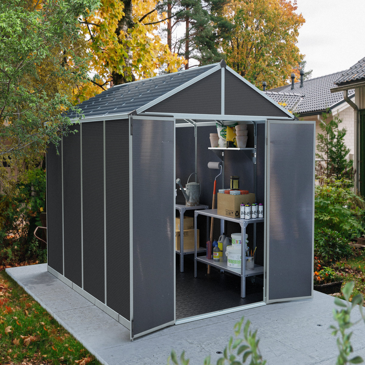 Palram - Canopia | Rubicon 8ft Ultra Durable Outdoor Storage Shed for Garden Dark Grey Series (Copy)