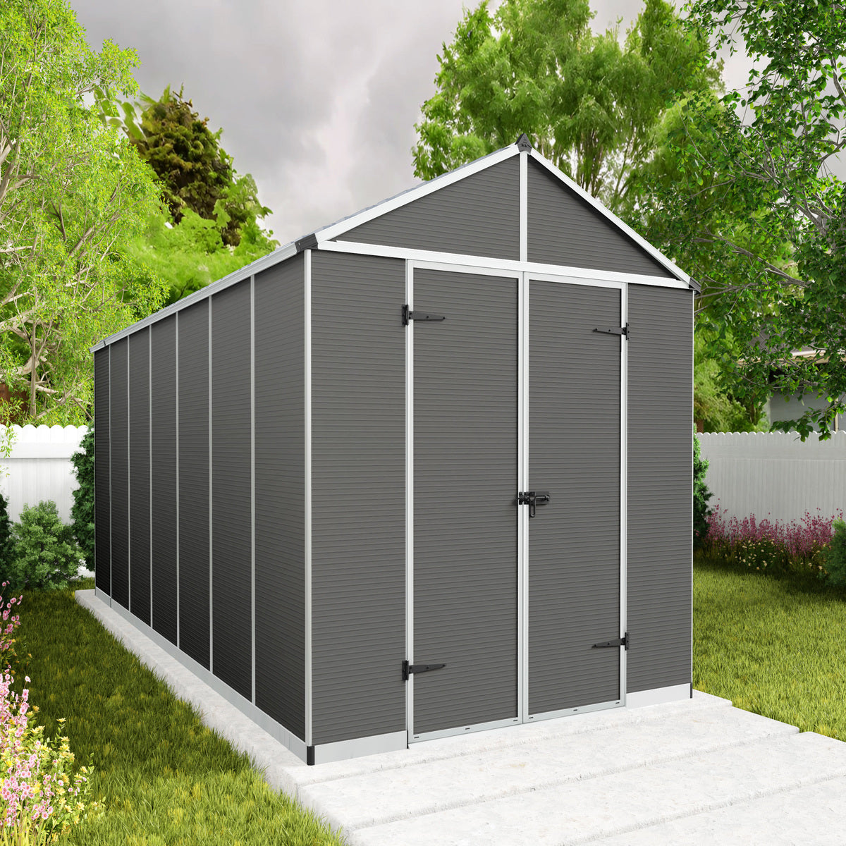 Palram - Canopia | Rubicon 8ft Ultra Durable Outdoor Storage Shed for Garden Dark Grey Series (Copy)