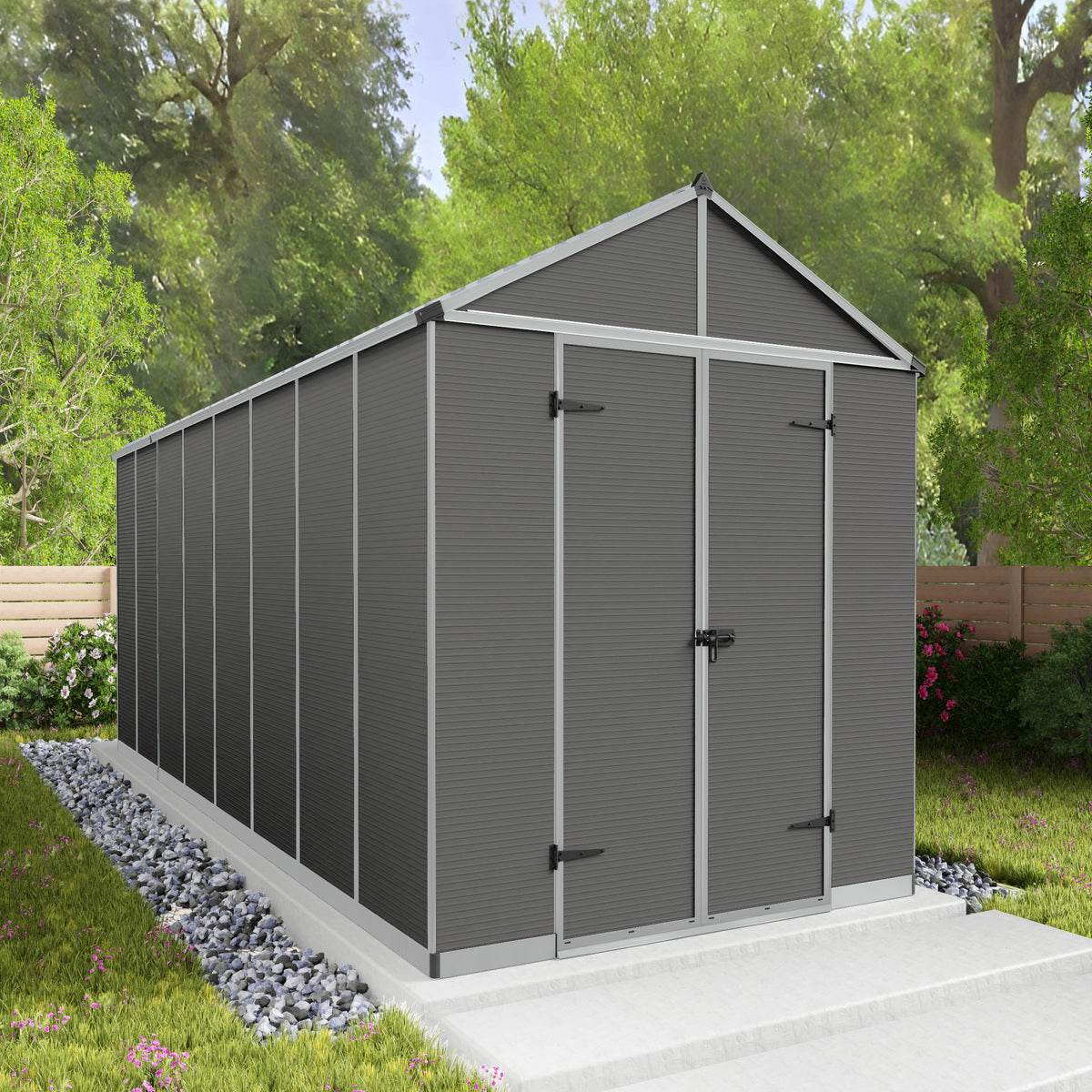 Palram - Canopia | Rubicon 8ft Ultra Durable Outdoor Storage Shed for Garden Dark Grey Series (Copy)