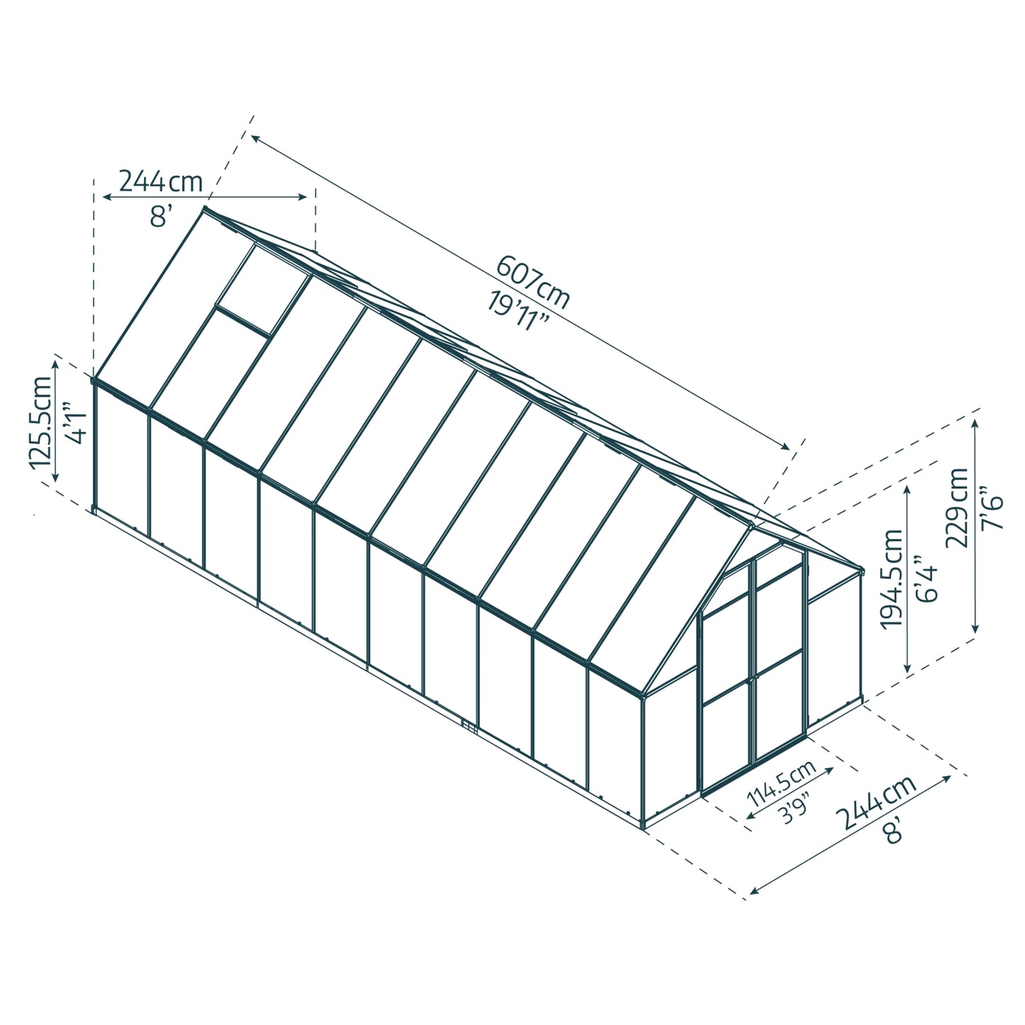 Palram - Canopia | Essence Greenhouse Kit - Silver With 4mm Twin-wall Polycarbonate Glazing