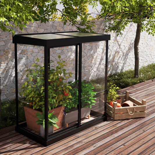 Palram - Canopia | Ivy 4x2 ft. Mini Greenhouse Kit - Black Frame with Clear Polycarbonate Glazing