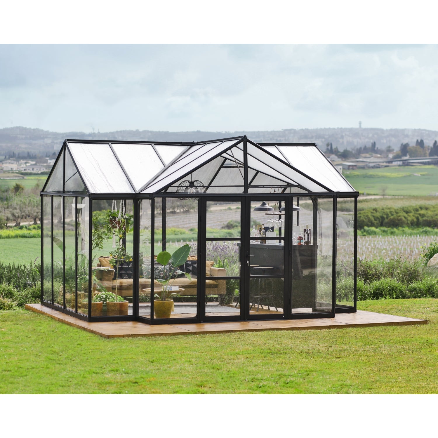 Serre De Jardin Palram Canopia Triomphe 3,7x4,6m - Aluminium, Polycarbonate 10mm, Résistante Vent/neige