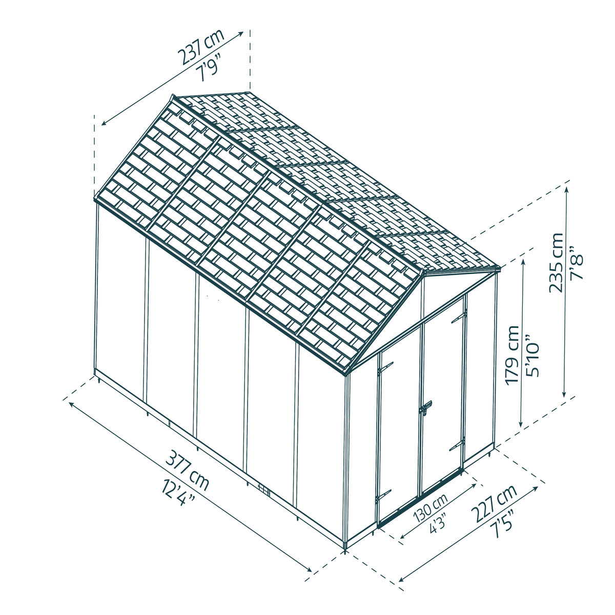 Palram - Canopia | Rubicon 8ft Ultra Durable Outdoor Storage Shed for Garden Dark Grey Series (Copy)