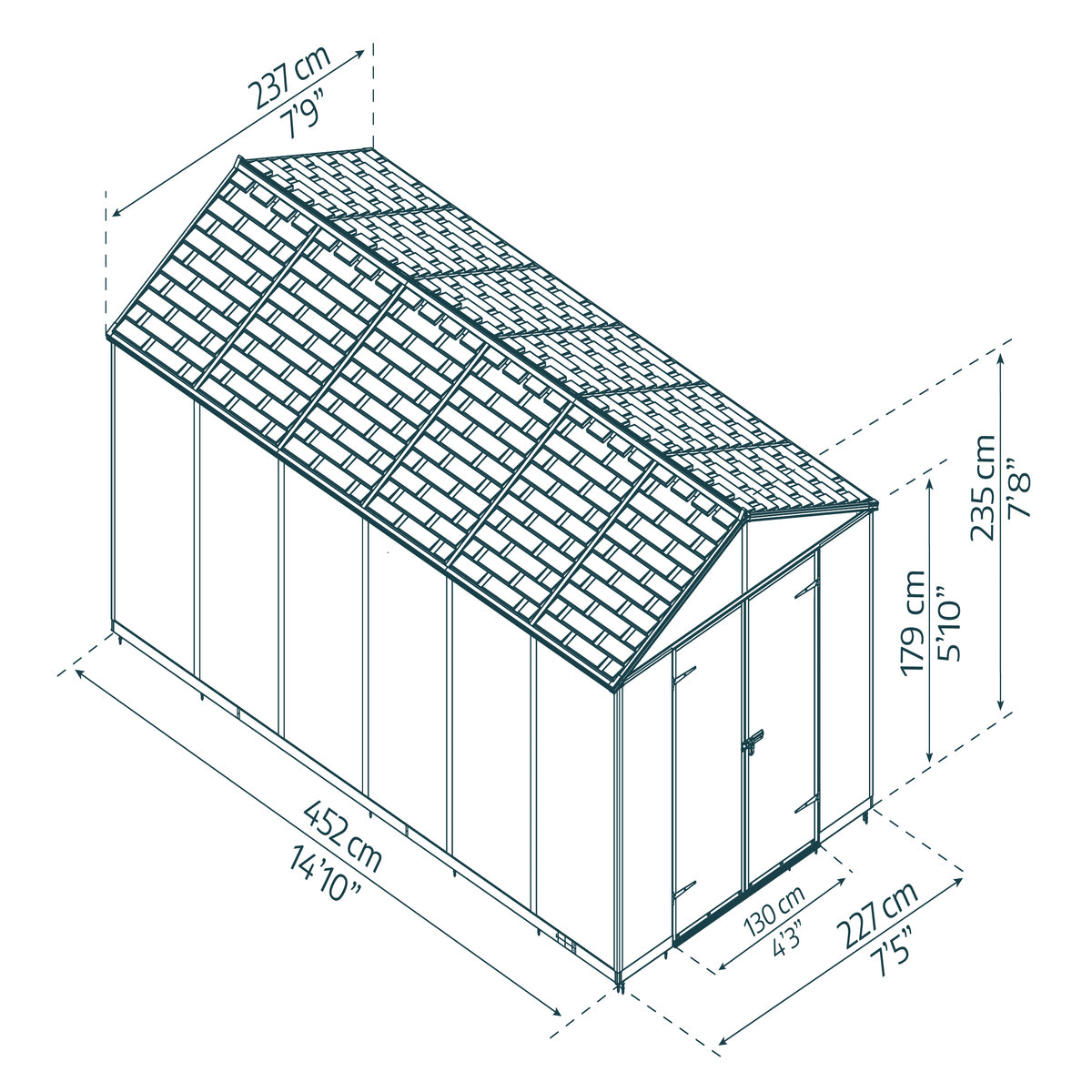 Palram - Canopia | Rubicon 8ft Ultra Durable Outdoor Storage Shed for Garden Dark Grey Series (Copy)