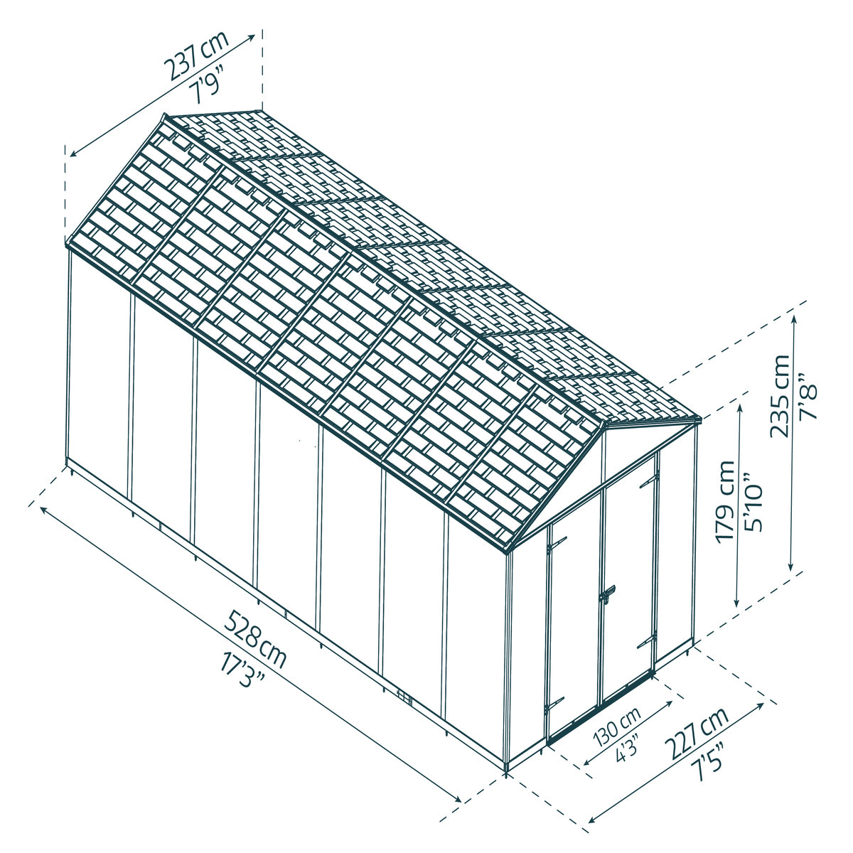 Palram - Canopia | Rubicon 8ft Ultra Durable Outdoor Storage Shed for Garden Dark Grey Series (Copy)