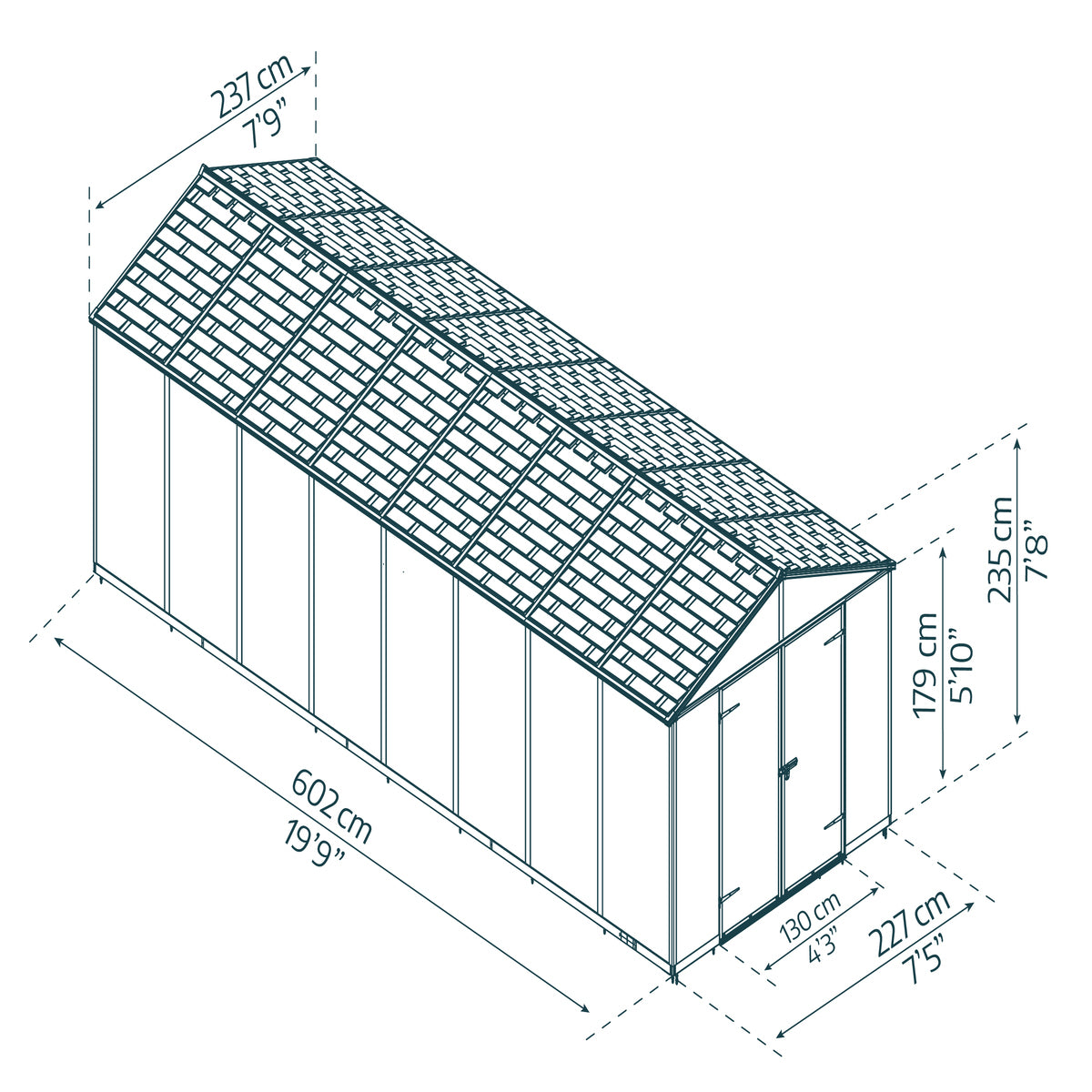 Palram - Canopia | Rubicon 8ft Ultra Durable Outdoor Storage Shed for Garden Dark Grey Series (Copy)