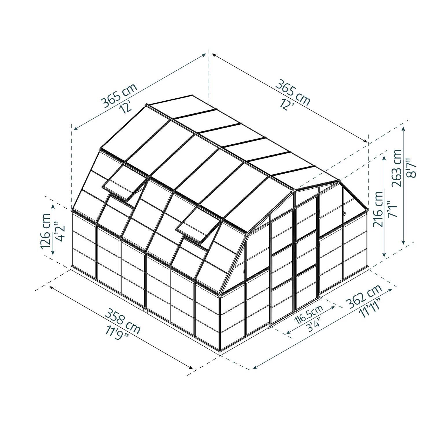 Palram - Canopia | 12x12 Ft Americana Greenhouse Kit With 0.8mm Polycarbonate Glazing - MyGreenhouseStore.com