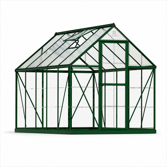 Palram - Canopia | 6x10 ft Hybrid Greenhouse Kit - Green With 0.8mm Polycarbonate Glazing - MyGreenhouseStore.com