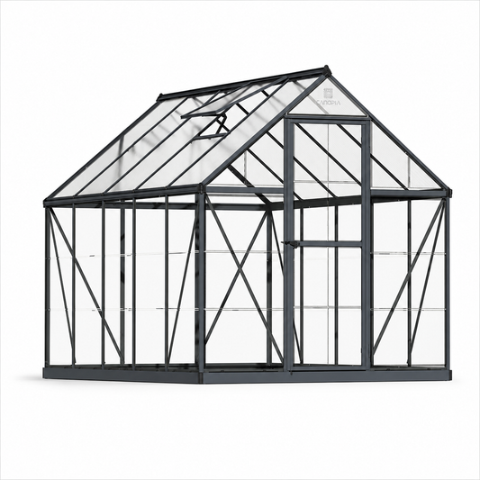 Palram - Canopia | 6x10 ft Hybrid Greenhouse Kit - Gray With 0.8mm Polycarbonate Glazing - MyGreenhouseStore.com