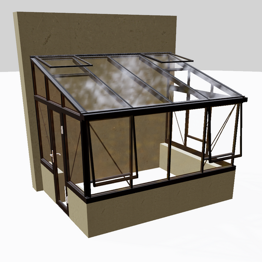 Janssens | Arcadia Lean-To Glass Greenhouse/Sunroom with 4mm Tempered Glass Glazing (Custom WDH039)