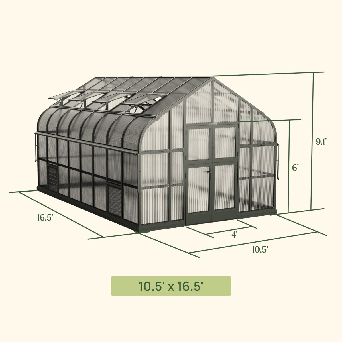 Vego | Pacific Greenhouse Kit 10ft 6in Wide