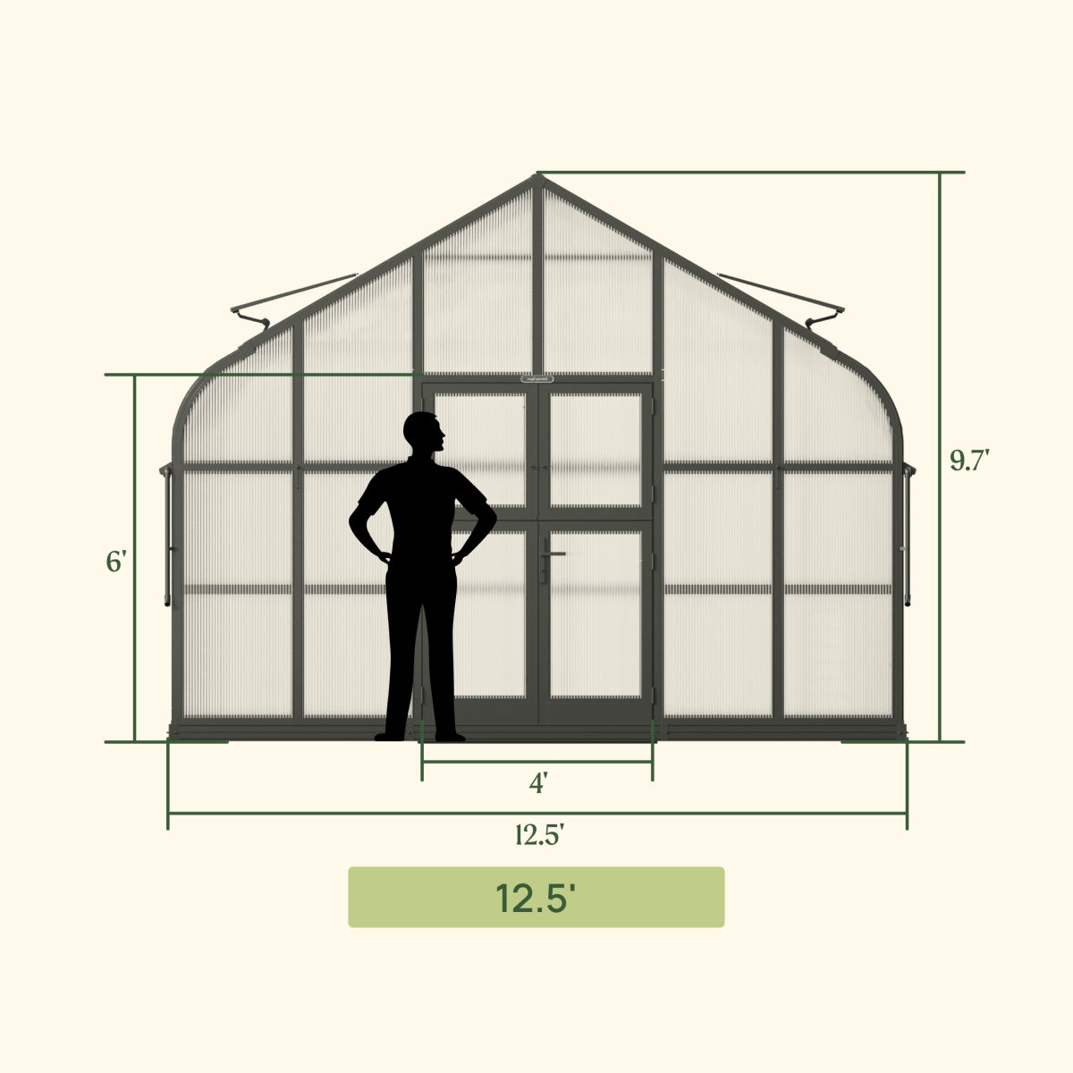 Vego | Grand Pacific Greenhouse Kit 12ft 6in Wide